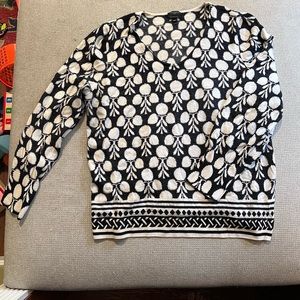 Talbots black and white v-neck plus size women’s sweater merino wool women’s 2X